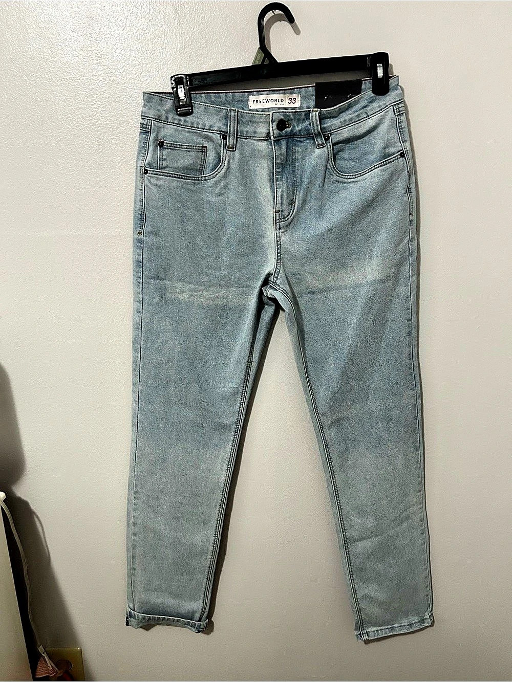 Freeworld Skinny Fit Light Wash Jeans Blue Waist 33